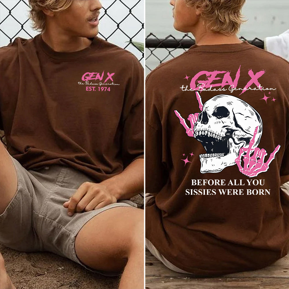 Double-Sided Generation X Custom Year Badass Generation T-shirt, Custom Year Of Birth Shirt, Generation X T Shirt