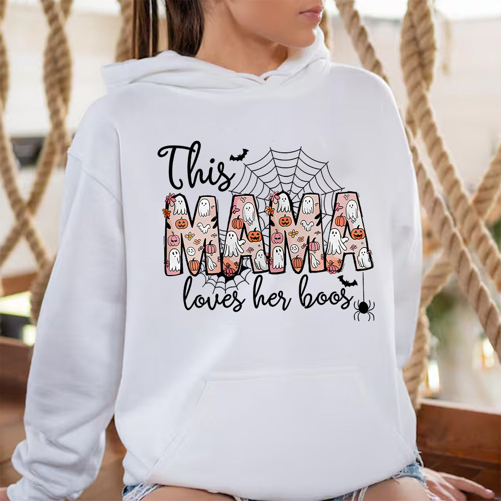 Personalized Spooky Mama Halloween Sweatshirt Custom Kids' Names on Sleeve, Halloween Party Gift for Mom,custom Shirt.