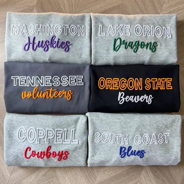 Custom 3D PUFF Embroidery College Team Sweatshirt
